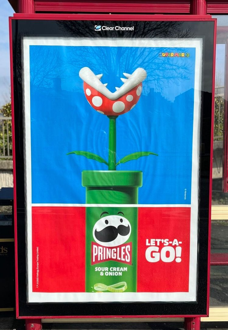 OOH ad combining a Pringles can and Mario